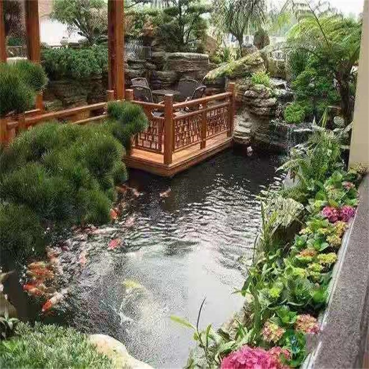 金东别墅庭院景观设计鱼池